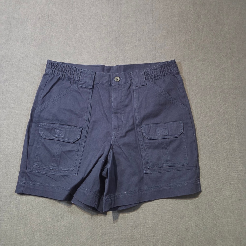 Outdoor life Cargo Shorts Mens 34 Navy Blue Elastic Waist Multi Pocket Twill